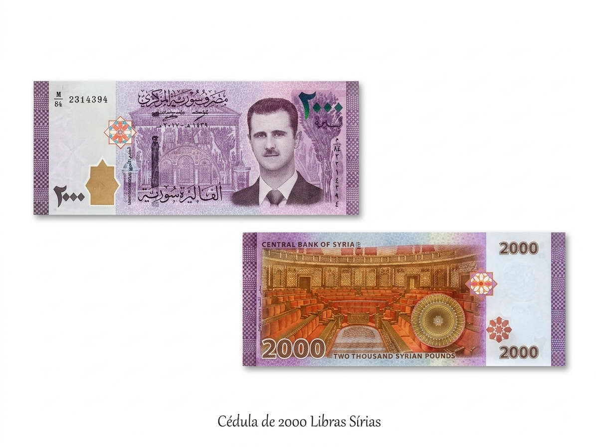 Cédula Síria 2000 Libras 2015 2017 Bashar Al-Assad Flor De Estampa