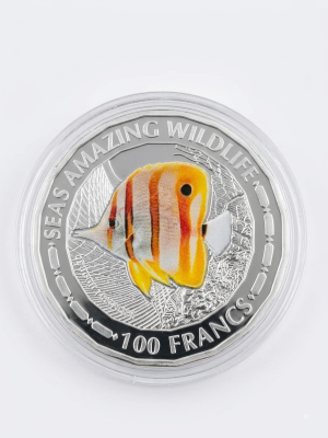 Moeda Comemorativa Burundi 100 Francs 2015 – Peixe Ídolo do Mouro (Seas Amazing Wildlife) FC