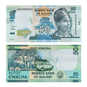 Cédula Antiga Estrangeira - 50 Kwacha do Malawi (África)