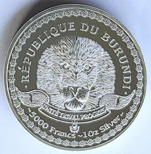 Moeda Comemorativa Burundi 5000 Francs 2014 Peixe Palhaço Colorida